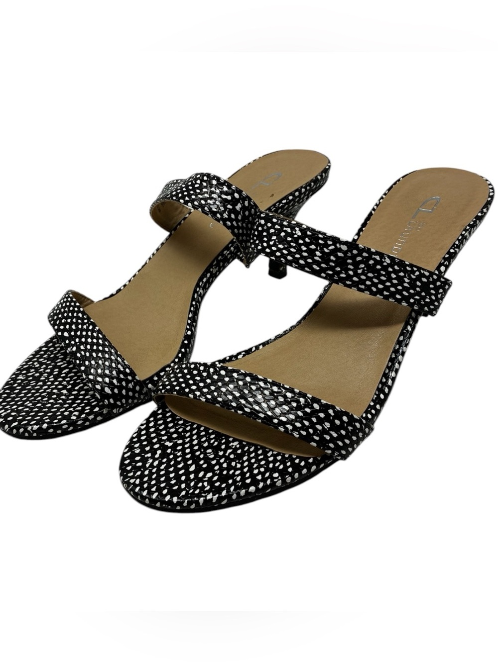 CL Chinese Laundry Juliett Dress Sandal Heel in Black & White Dots Size 10M